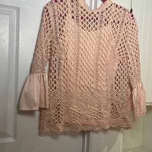 Beautiful, pale pink top with under tank and bell sleeves